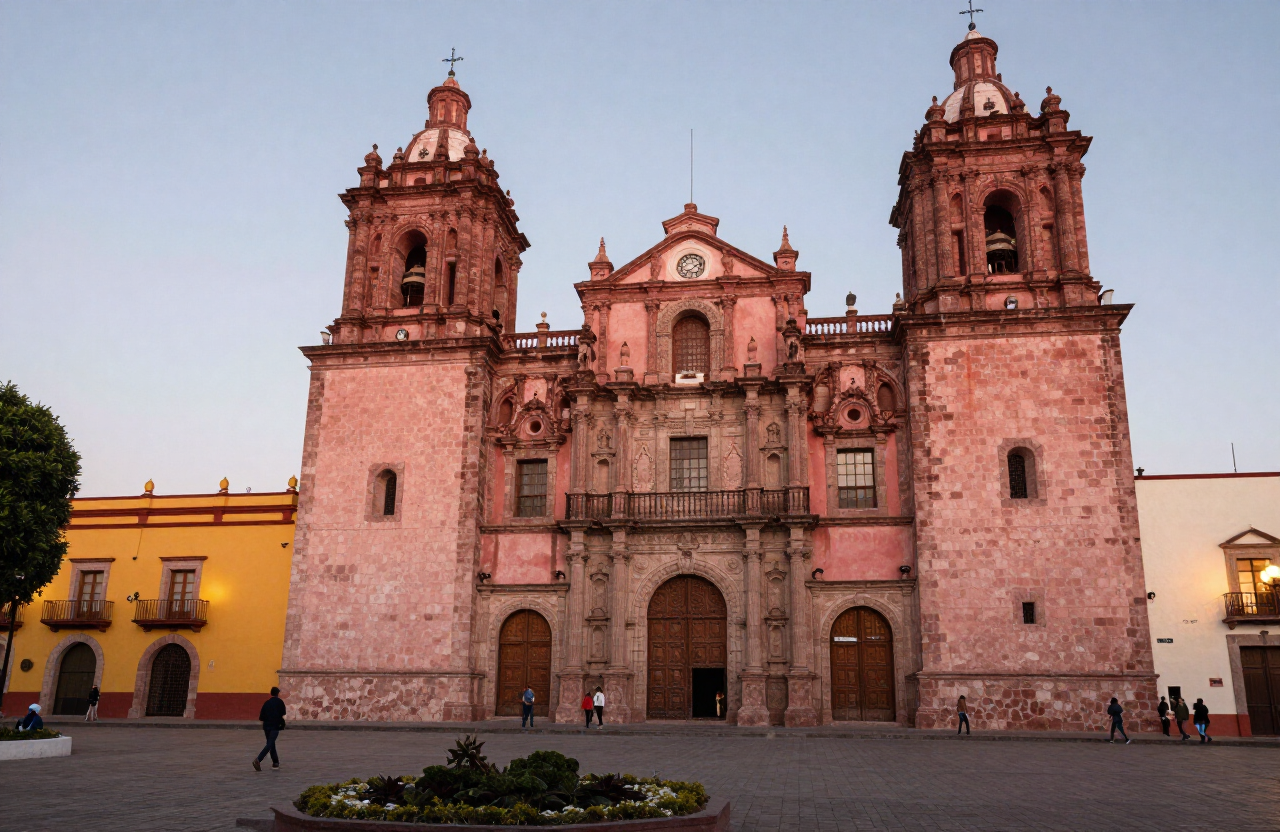 Plaza histórica de San Luis Potosí al atardecer